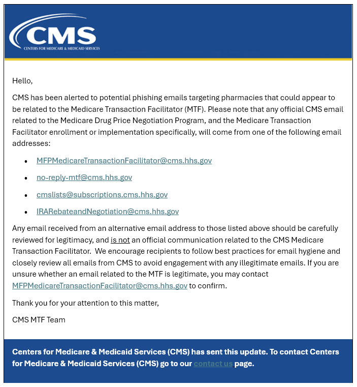 phishing email sent from cms